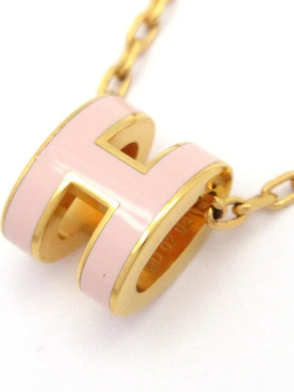 HERMES Mini Pop H Rose Gold Light Pink Hardware Necklace